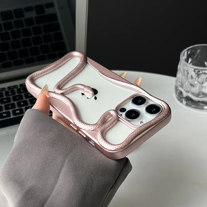 Cool 3D Snake Hollow Dissipate Heat Phone Case For iPhone 16 15 14 13 12 11 Pro Max Luxury White Shockproof Soft Silicone Cover