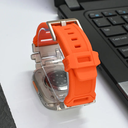Soft Silicone Strap For Apple Watch Ultra2 49mm Series 9 8 7 45mm Rubber Band For iWatch 6 5 4 se 44mm 42mm Mens Sports Bracelet