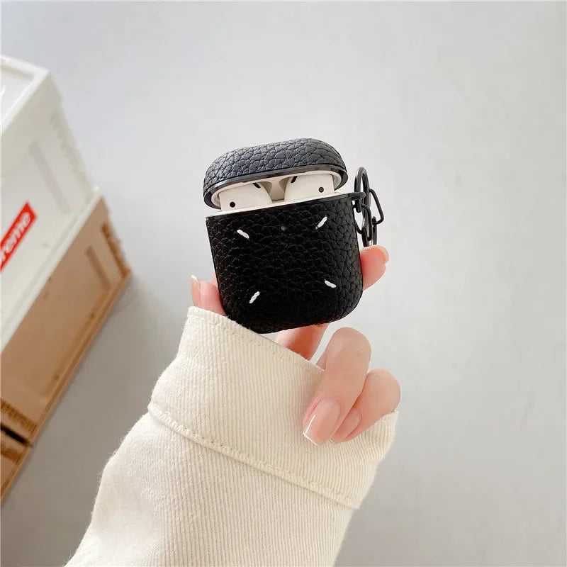 Martin Margiela Leather case with keychain Wireless Headset bluetooth case for Apple AirPods 1 2 3 4 pro 2 soft hard cover