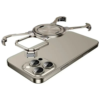 Eary Minimalist Phone Case for iPhone 16 15 14 13 Pro Max with MagSafe Stand 360° Rotatable Aluminum Metal Frameless Cover