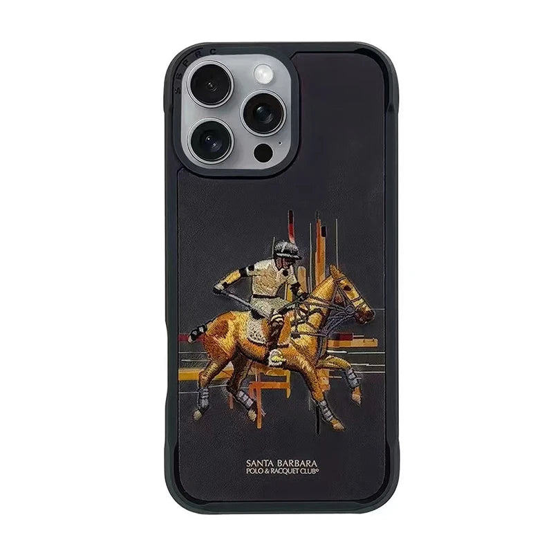 3D Embroidered Leather Case for iPhone 16 Pro Max | PhonelyHub