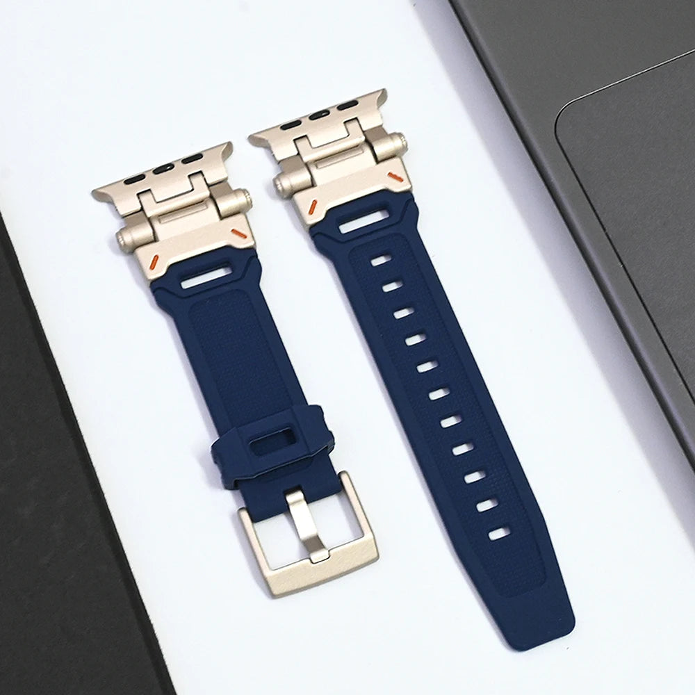 Soft Silicone Strap For Apple Watch Ultra2 49mm Series 9 8 7 45mm Rubber Band For iWatch 6 5 4 se 44mm 42mm Mens Sports Bracelet