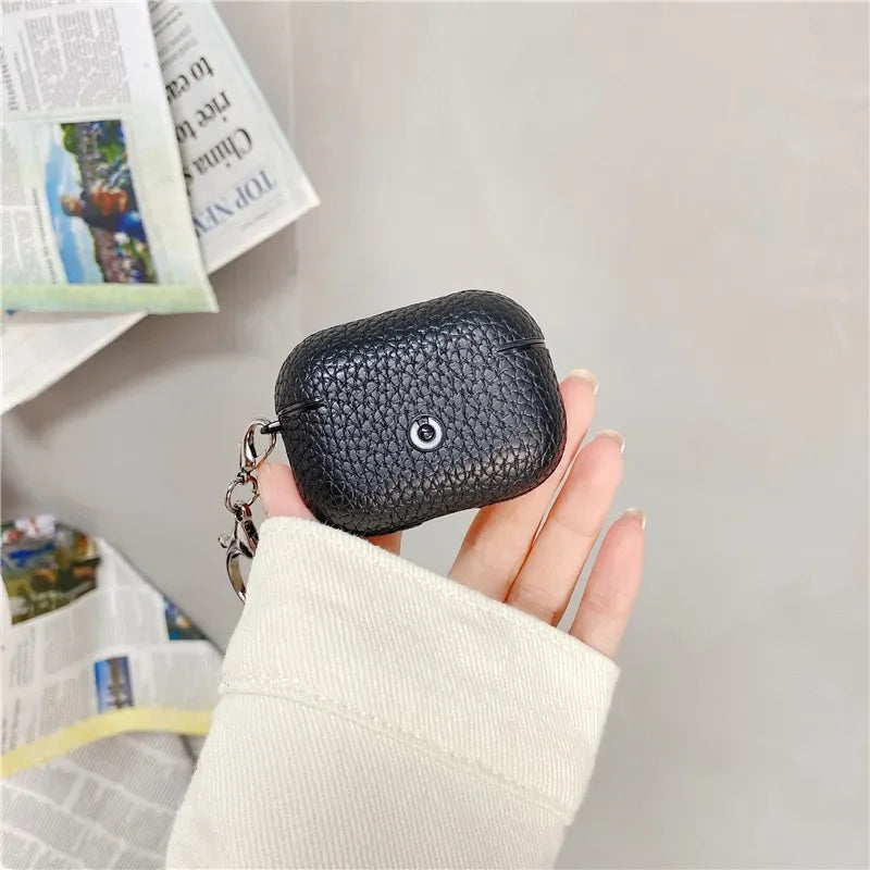 Martin Margiela Leather case with keychain Wireless Headset bluetooth case for Apple AirPods 1 2 3 4 pro 2 soft hard cover