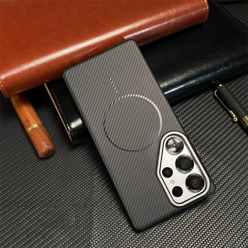 Samsung S25/S24 Ultra Carbon Fiber Case – MagSafe & Shockproof | PhonelyHub
