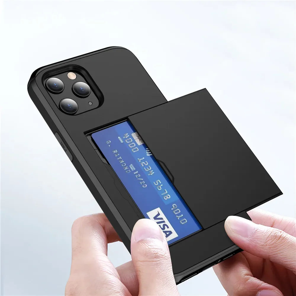for  iPhone 16 Pro Max 15 Case Slide Armor Wallet Card Slots Holder Cover For iPhone 16 16pro 16plus 16promax 15 15pro 15promax
