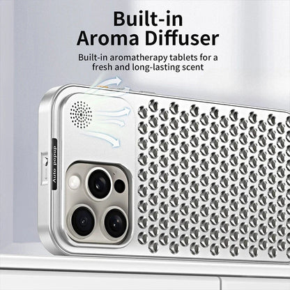 For iPhone 16 15 14 Plus 13 12 Pro Max Luxury Aluminum Metal Heat Dissipation Aromatherapy Phone Case Fragrance Cooling Cover