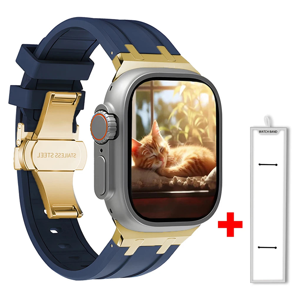 Band+box for Apple Watch Series 10 Ultra 2 49mm 45mm 46mm 44mm Butterfly Clasp Strap for IWatch 9 8 7 Se 6 5 4 Silicone Bracelet