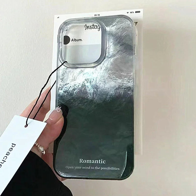 Simple Gradient Silver Black Phone Case For iPhone 16 15 14 13 12 11 Pro Max 7 8 Plus X XR XS SE2 Shockproof Silicone Soft Cover