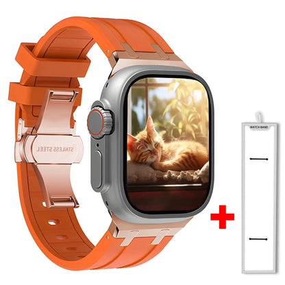 Band+box for Apple Watch Series 10 Ultra 2 49mm 45mm 46mm 44mm Butterfly Clasp Strap for IWatch 9 8 7 Se 6 5 4 Silicone Bracelet