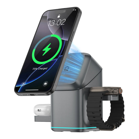 3 in 1 Wireless Charger Stand Magnetic 15W Fast Charging for iPhone 12 13 14 15 16 Apple Watch 9 8 7 6 5 Airpods 2 3 Pro