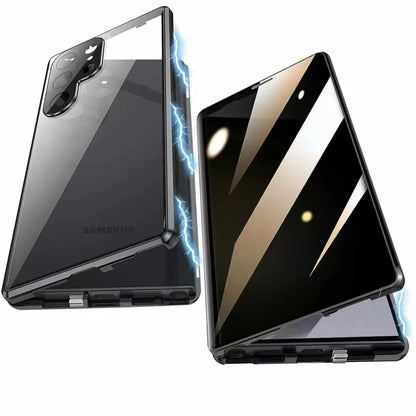Anti Peeping Metal Phone Case For Samsung Galaxy S25 S24 S23 S22 Ultra Plus 360 Degree Privacy Protection Magnetic Phone Cover