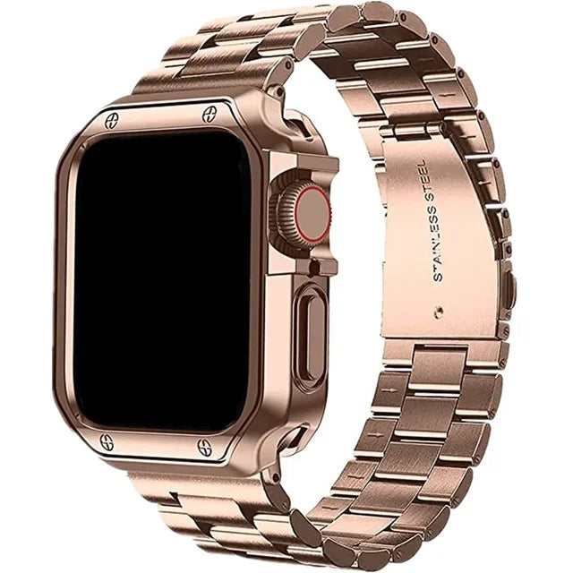 TPU Protector Case+Metal Strap For Apple Watch Ultra Band 46mm 49mm 45/44mm 41mm  Stainless steel Bracelet series 6 se 7 8 9 10
