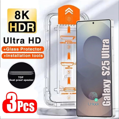 3Pcs Oleophobic Coating Dust Free Easy Installation Screen Protector for Samsung Galaxy S25 S24 S21 S22 S23 Ultra Plus Glass