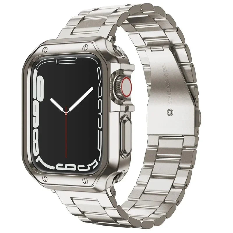 TPU Protector Case+Metal Strap For Apple Watch Ultra Band 46mm 49mm 45/44mm 41mm  Stainless steel Bracelet series 6 se 7 8 9 10