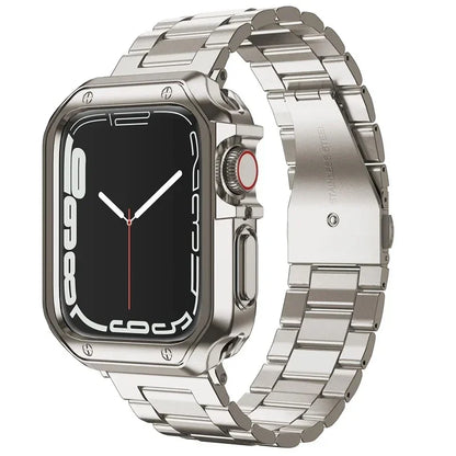 TPU Protector Case+Metal Strap For Apple Watch Ultra Band 46mm 49mm 45/44mm 41mm  Stainless steel Bracelet series 6 se 7 8 9 10