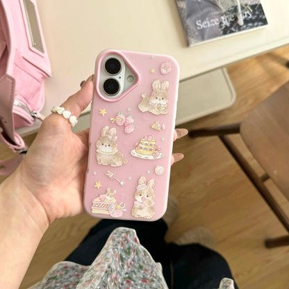 Pink rabbit bunny imd phone case for iphone 15 14 promax 13 16 pro max ins animal cute cartoon lovely back cover