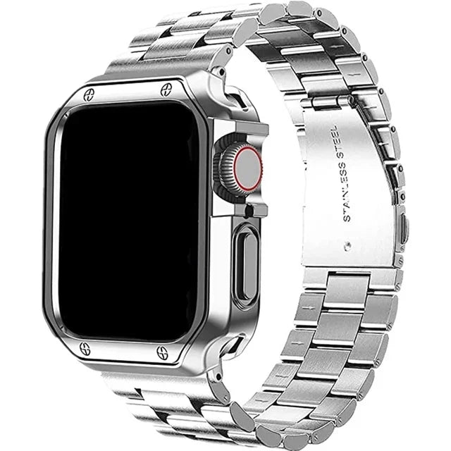 TPU Protector Case+Metal Strap For Apple Watch Ultra Band 46mm 49mm 45/44mm 41mm  Stainless steel Bracelet series 6 se 7 8 9 10