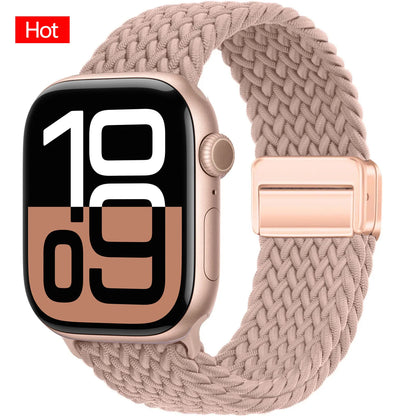 Braided Band For Apple Watch Strap 44mm 40mm 45mm 46mm 49mm 41mm 38 Magnetic Nylon Bracelet iWatch series se 7 6 8 9 10 Ultra 2