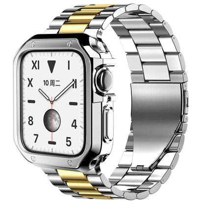 TPU Protector Case+Metal Strap For Apple Watch Ultra Band 46mm 49mm 45/44mm 41mm  Stainless steel Bracelet series 6 se 7 8 9 10