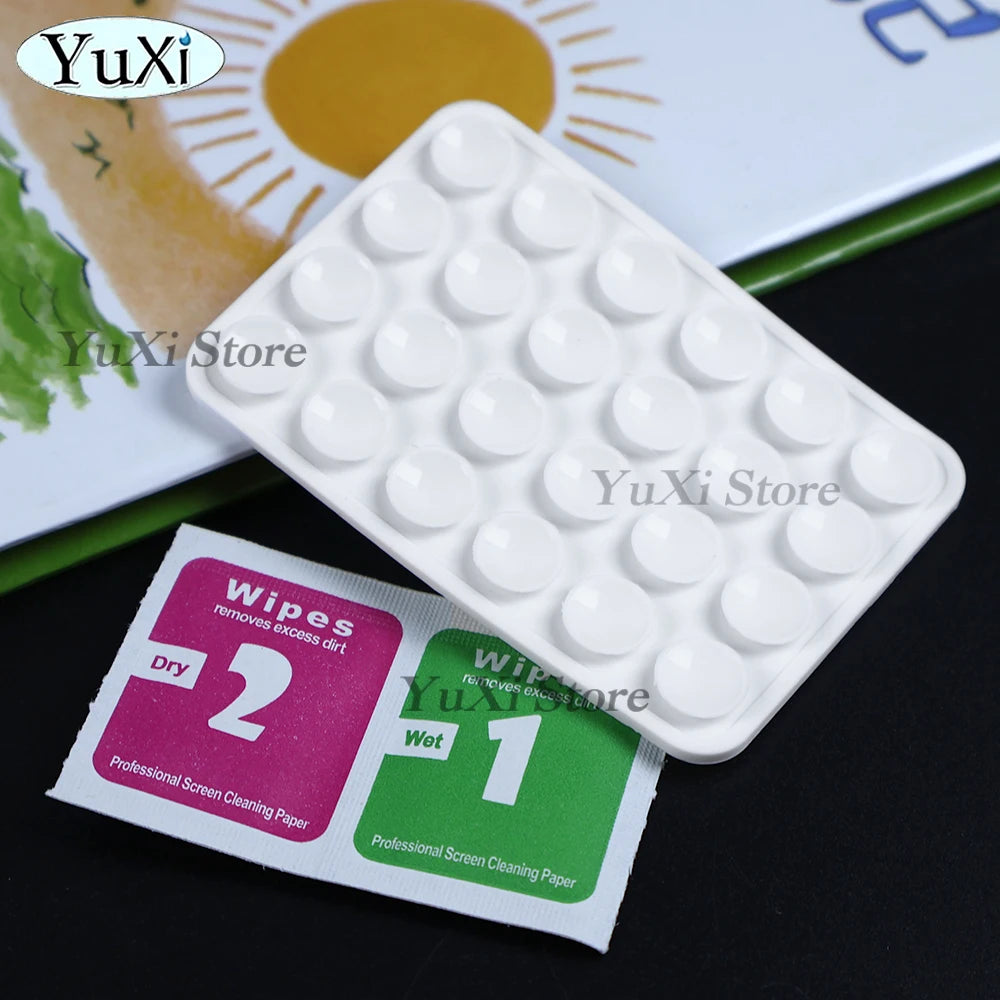 Double Side Silicone Suction Pad With Dry Wet Cleaning Wipes For Mobile Phone Fixture Suction Cup Rubber Sucker Pad For Fixing
