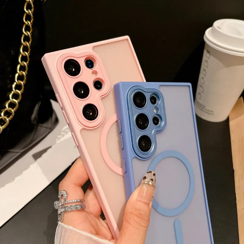 Samsung S25/S24 Ultra Translucent Magnetic Case – Matte & Shockproof | PhonelyHub