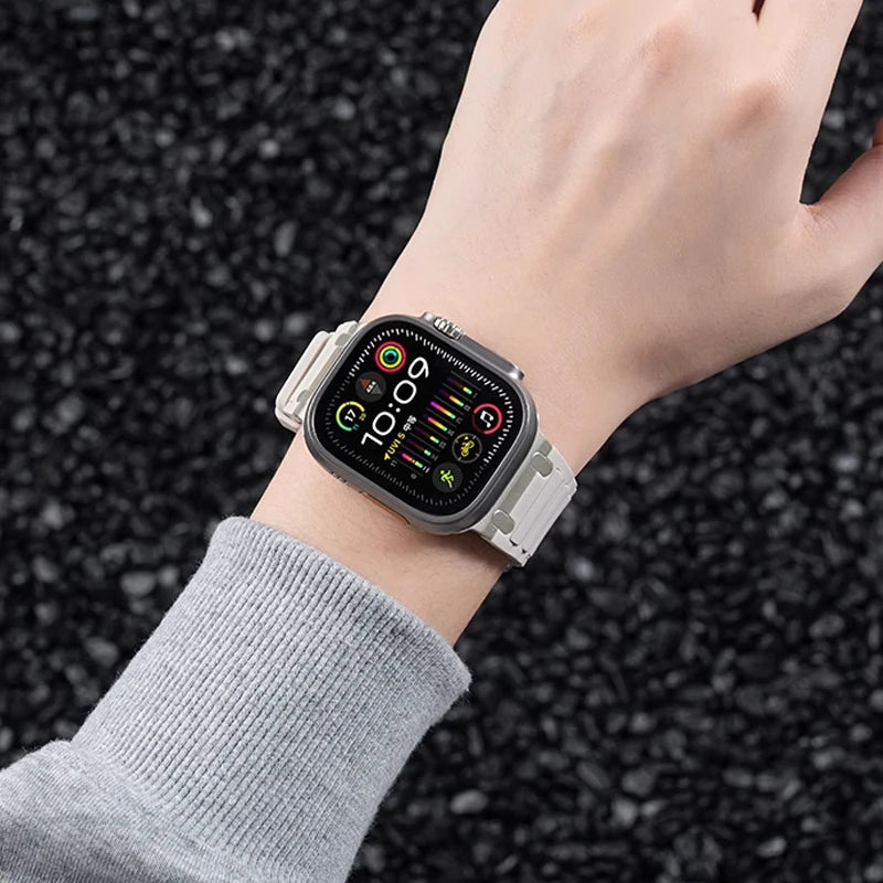 Modified Metal Integration Band for Apple Watch Ultra 2 49mm 10 9 8 7 46mm 45mm 42mm 41mm Silicone Bracelet iWatch 6 5 4 SE 44mm