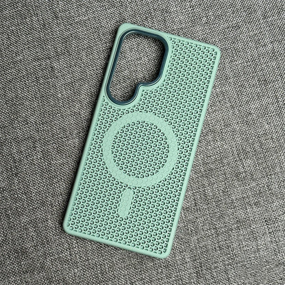 Honeycomb Grid Mesh Cooling For Magsafe Magnetic Case For Samsung Galaxy  S25 Ultra S24 S23 Plus Frosted Alloy Lens Armor Cover