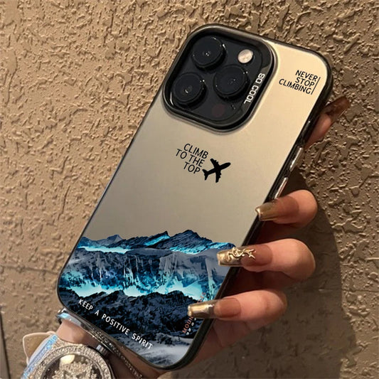 Mountain Peak Aircraft Phone Case for IPhone 16 14 15 11 12 13 Pro Max 16E 7 8 Plus SE 2 XR X XSMAX Shockproof Sunset IMD Cover