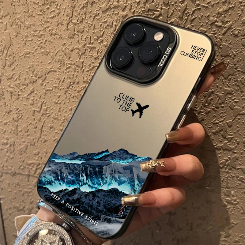 Mountain Peak Aircraft Phone Case for IPhone 16 14 15 11 12 13 Pro Max 16E 7 8 Plus SE 2 XR X XSMAX Shockproof Sunset IMD Cover