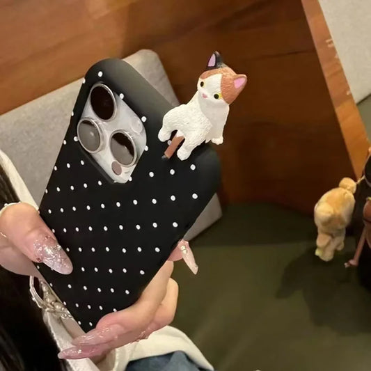 Cat Doll Leather Case for iPhone 16-11 – Cute Girls Style | PhonelyHub