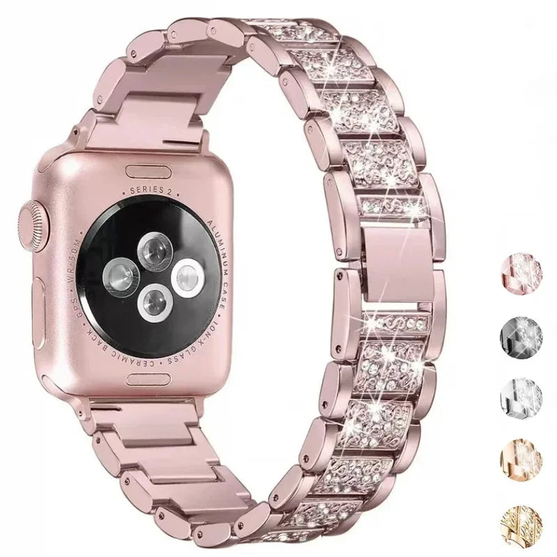 Metal Diamond Strap for Apple Watch Band 46mm 45mm 41mm 44mm Ultra 49mm Luxury Bracelet Wristband iWatch 10 9 8 7 6 5 4 3 Correa