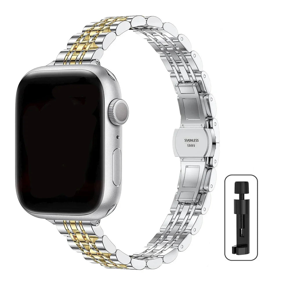 Stainless Steel Strap For Apple Watch Ultra 2 Band 49mm 42mm 46mm Metal Bracelet iWatch Series 10 9 8 7 6 SE 5 4 3 Women 45 41mm