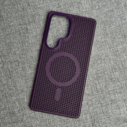 Honeycomb Grid Mesh Cooling For Magsafe Magnetic Case For Samsung Galaxy  S25 Ultra S24 S23 Plus Frosted Alloy Lens Armor Cover