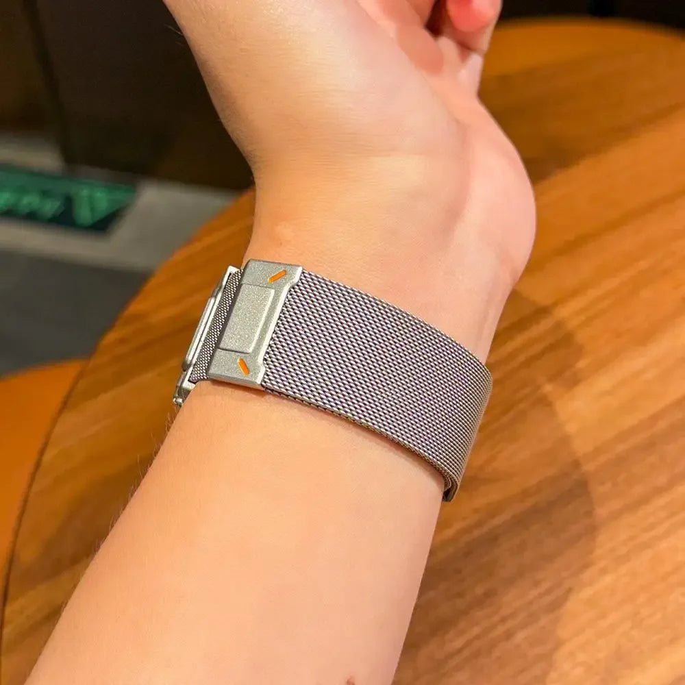 Stainless Steel Milanese Strap for Apple Watch Ultra 2/1 49mm 10 46mm Men Loop Band for Iwatch 9 8 7 6 5 4 Se 45mm 44mm Bracelet
